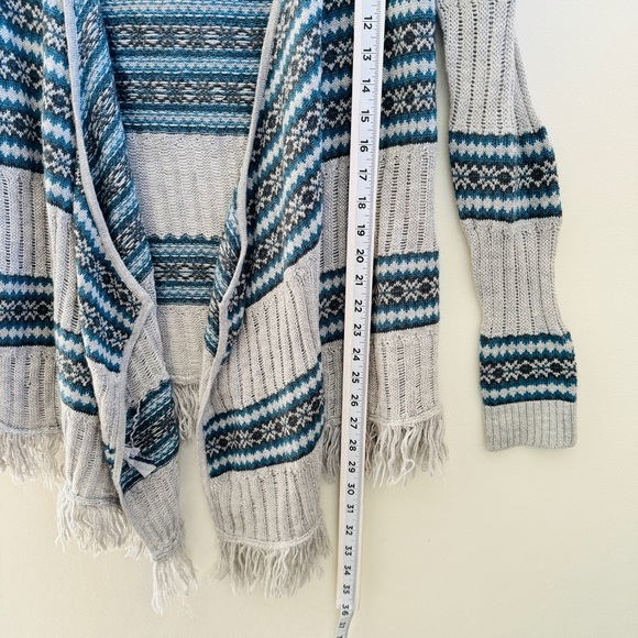 Revolve LAmade Women Knit Fringe Wool Cardigan Gray blue Medium Western Bohemian - Picture 7 of 7